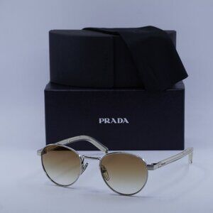 Prada PRB52S 1BC80K Round Sunglasses – Silver\Light Yellow Gradient Brown